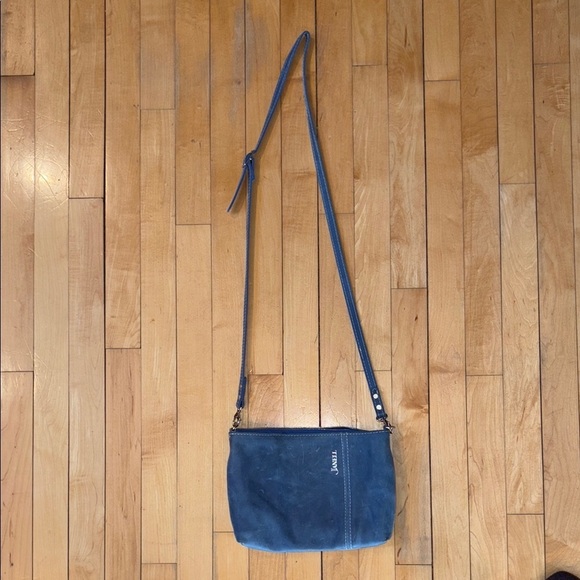 Janell Blue Leather Crossbody Bag Handmade in Maine - Picture 2 of 5